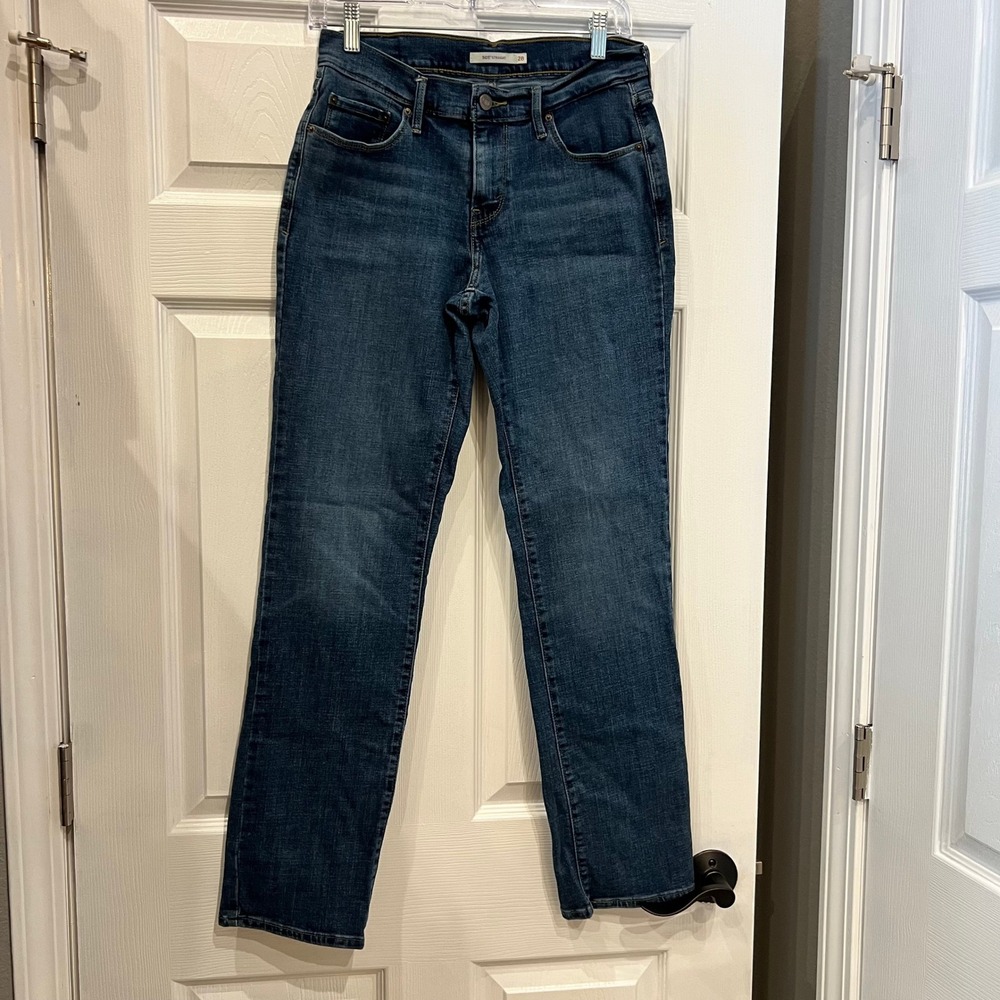 Levi's 505 Straight Leg Jeans Denim Dark Wash Classic Rugged Minimalist 28